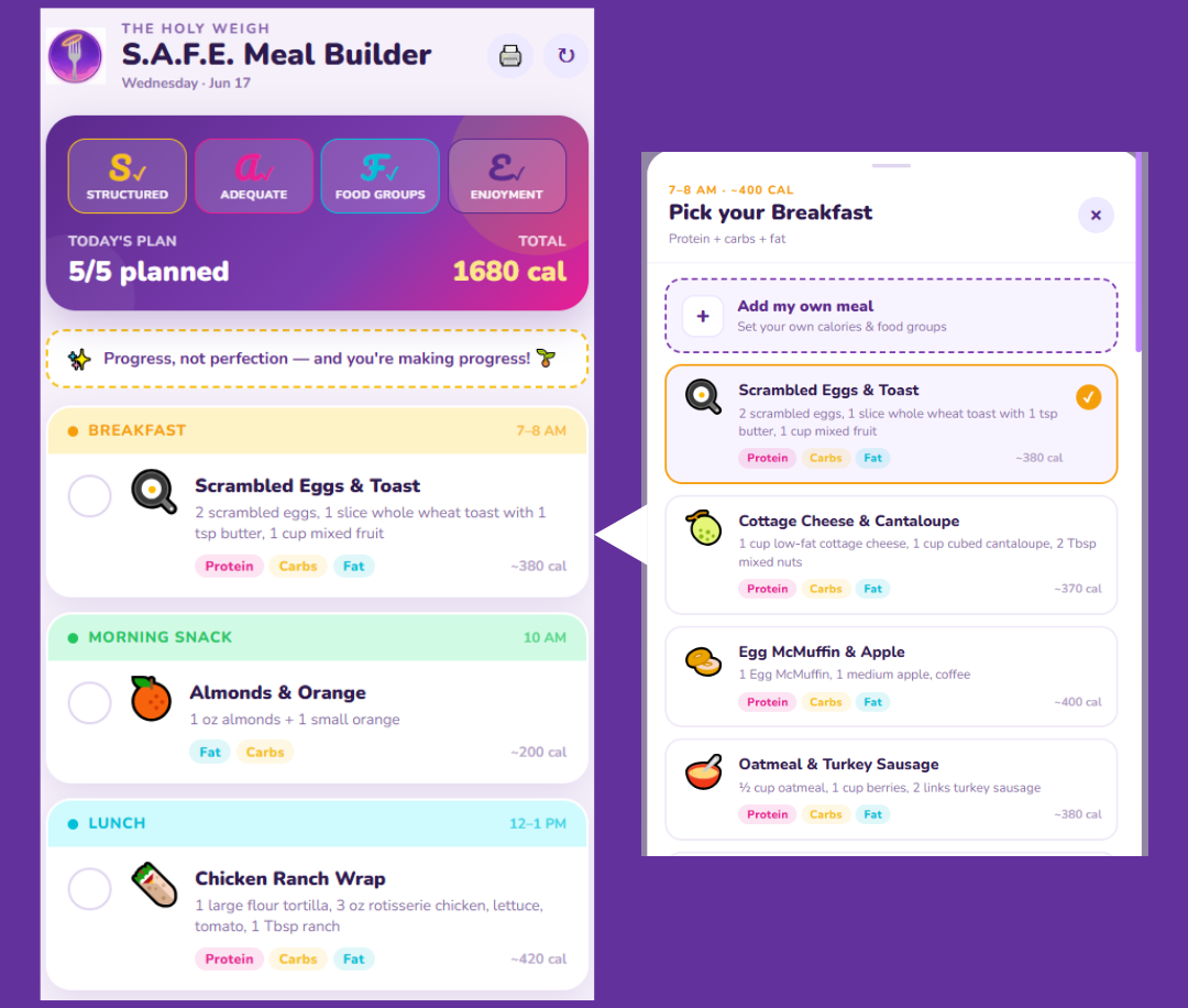 Exclusive interactive SAFE Meal Planner with 101 weight loss recipes